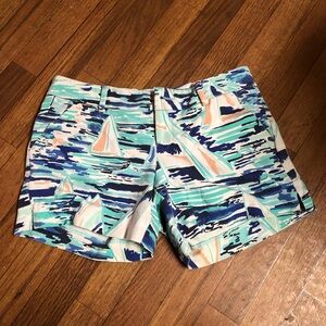 Lilly Pulitzer Blue and Green Patterned Women's Shorts